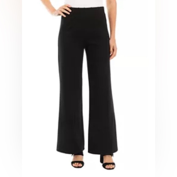 Elie Tahari Pants - Elie Tahari Black Vertical Shadow Stripe Textured Wide Leg Pants Size 6